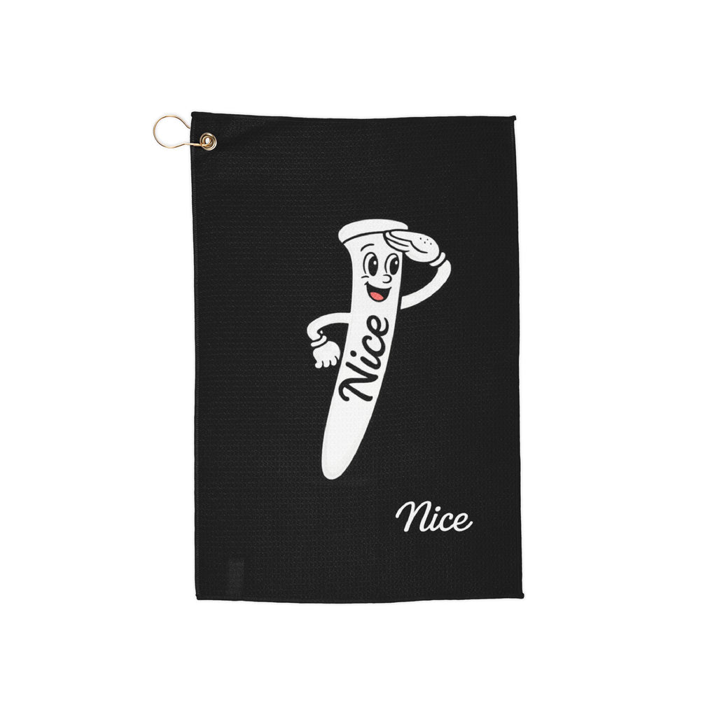 "Nice" Golf Towel — Pegz Golf Tee Design, Lightweight Microfiber with Grommet & Clip